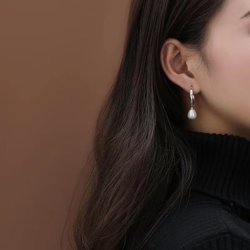 Genuine Baroque Pearl Solid S925 Silver Bird Bone Earrings