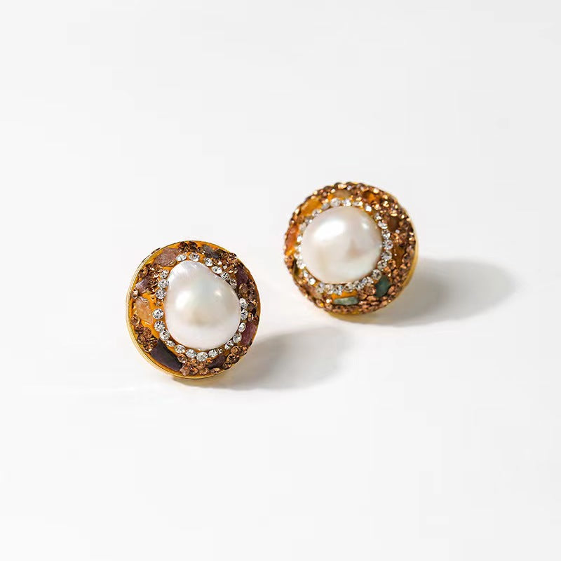 Genuine Baroque Pearl Sun Shield Earrings