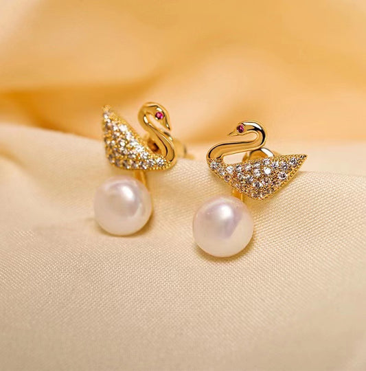 Genuine Freshwater Pearl Swan Earrings