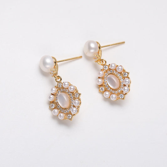 Genuine Freshwater Pearl Solid S925 Silver Whisper Window Earrings