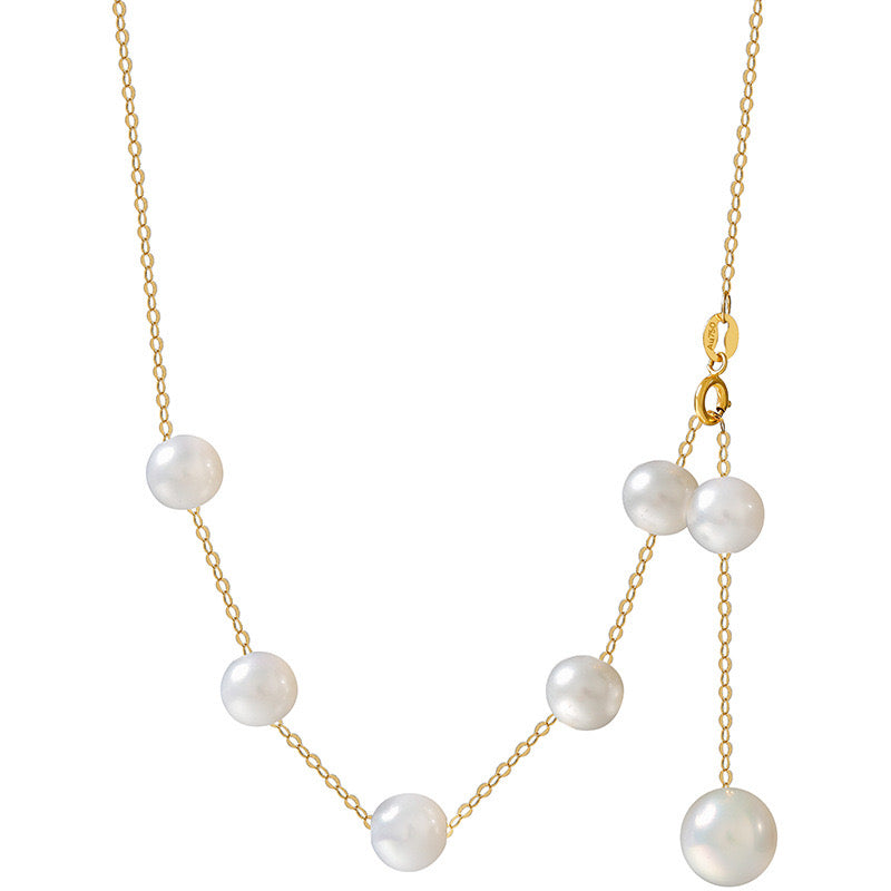 Solid 18K Gold Genuine Freshwater Pearl Selena Necklace