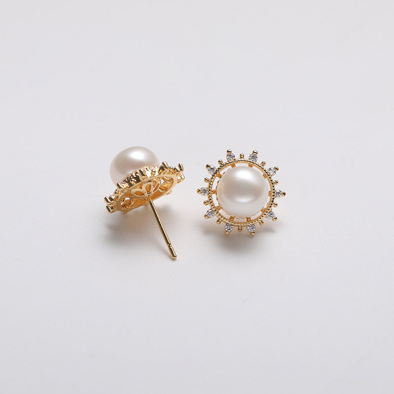 Genuine Freshwater Pearl Solid S925 Silver Phoebus Earrings