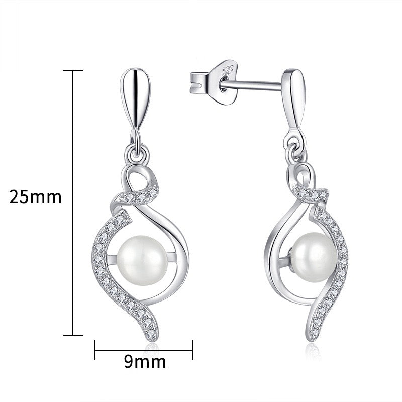 Genuine Freshwater Pearl Ocean Wave Earrings