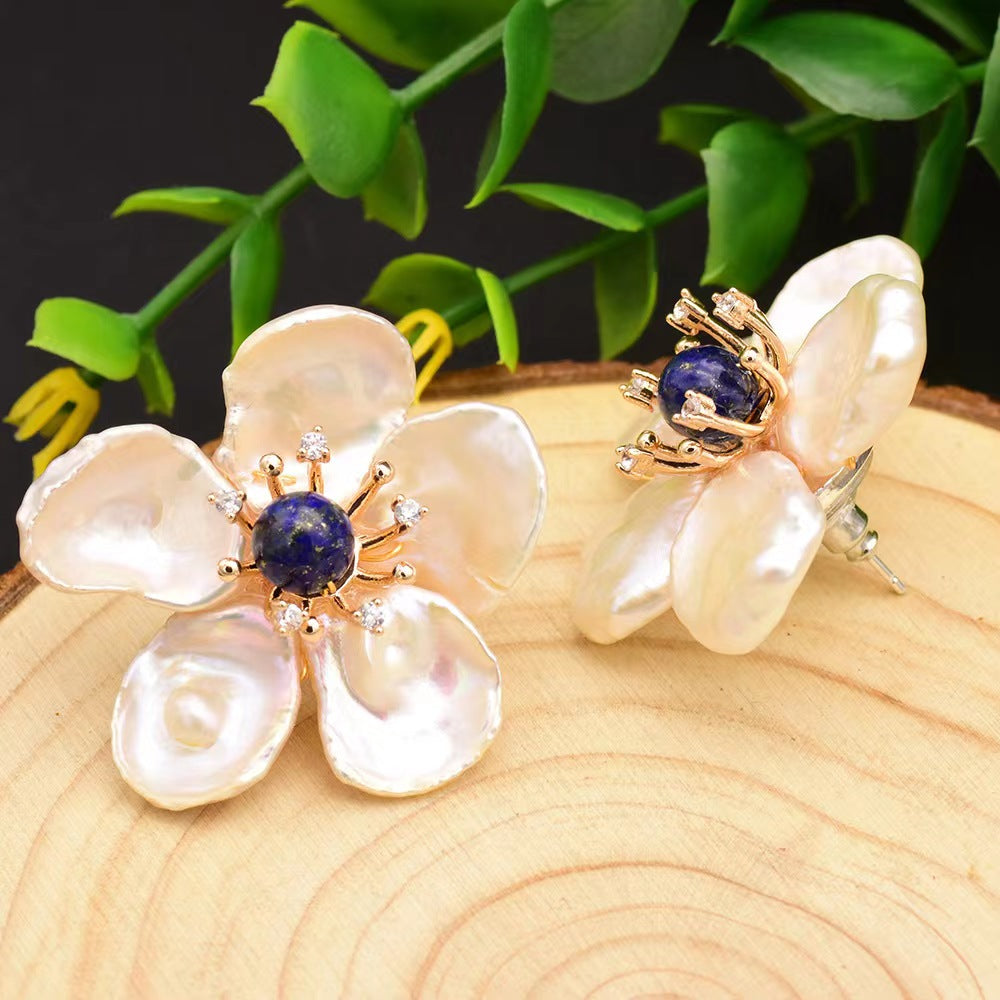 Genuine Freshwater Pearl Angel Flower Earrings