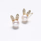 Genuine Freshwater Pearl Solid S925 Silver Golden Rabbit Earrings