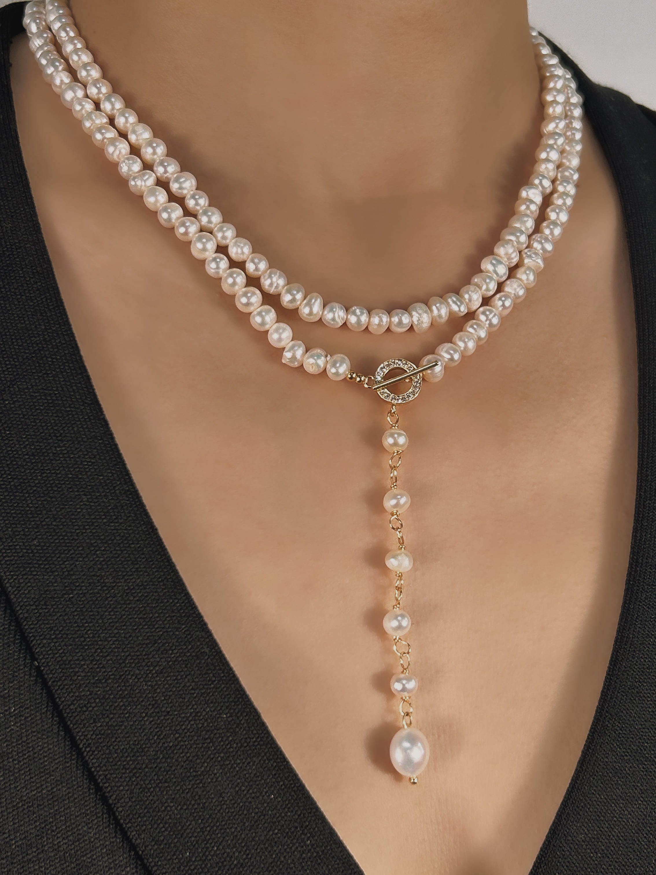 Genuine Freshwater Pearl Éblouissant Elf Tail Necklace
