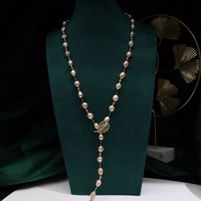 Genuine Freshwater Pearl Autumn Leaf Necklace