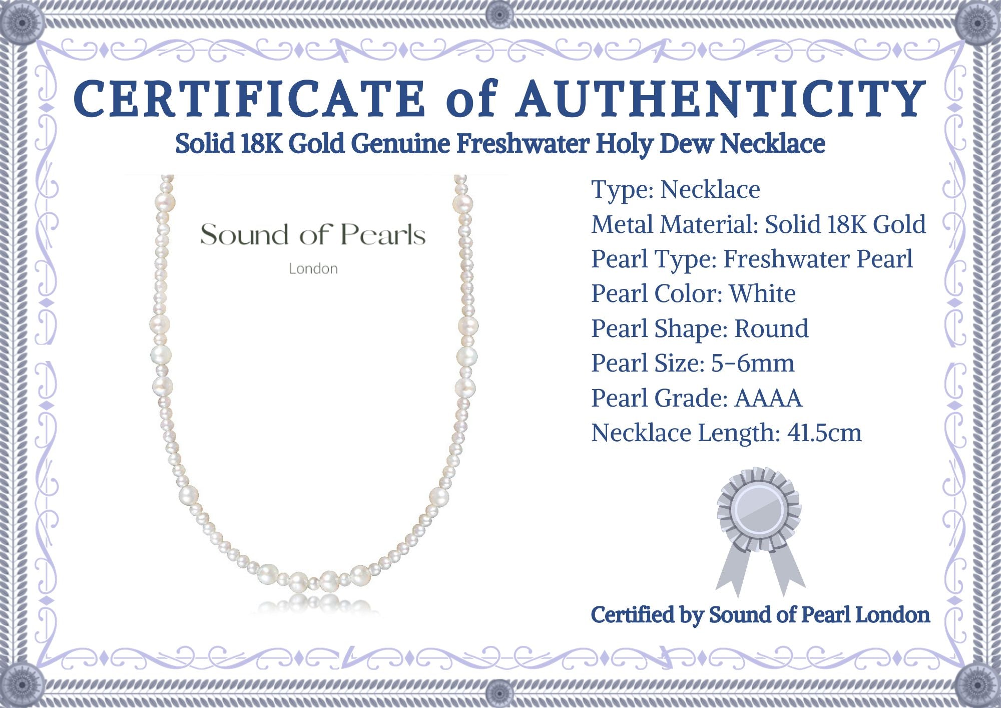 Solid 18K Gold Genuine Freshwater Holy Dew Necklace
