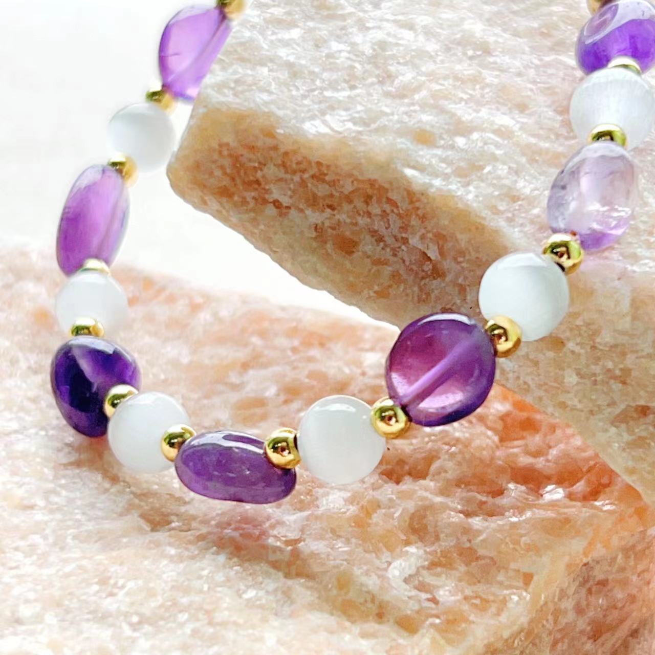 Amethyst & Cat's Eye Moonstone Balance Bracelet