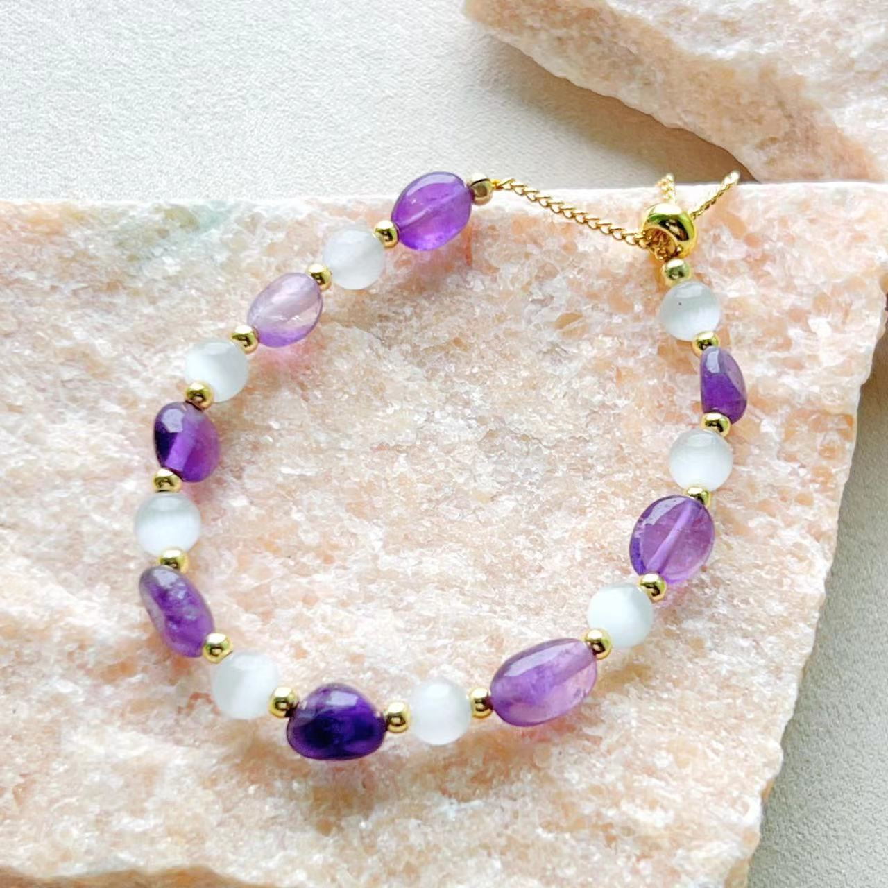 Amethyst & Cat's Eye Moonstone Balance Bracelet