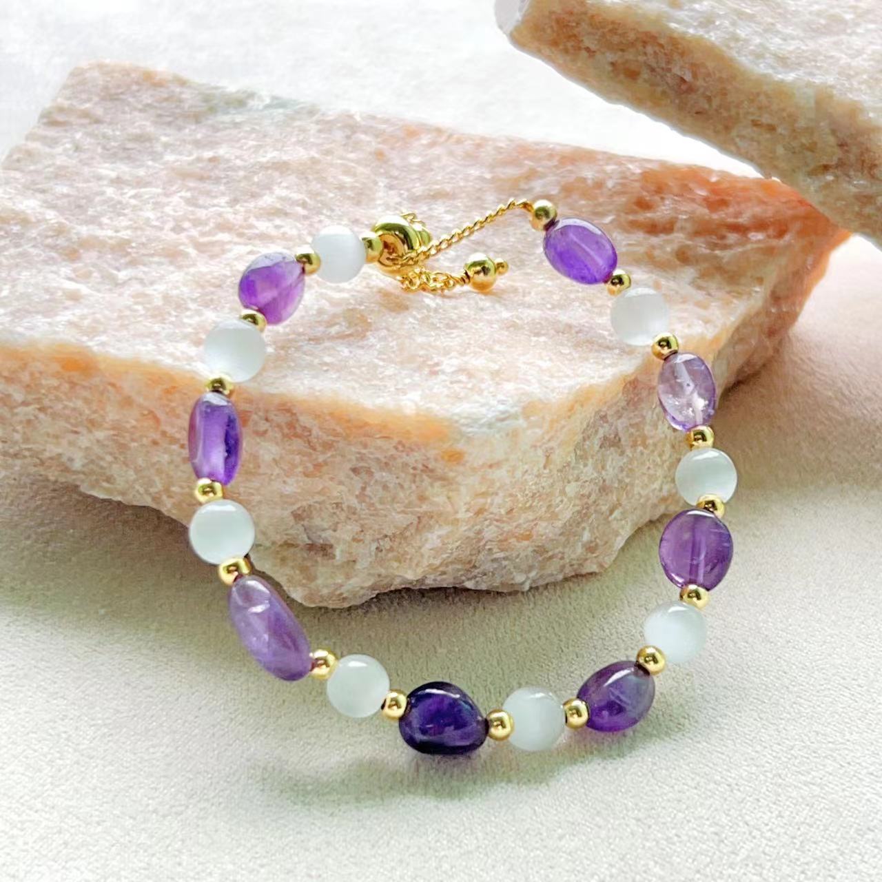 Amethyst & Cat's Eye Moonstone Balance Bracelet