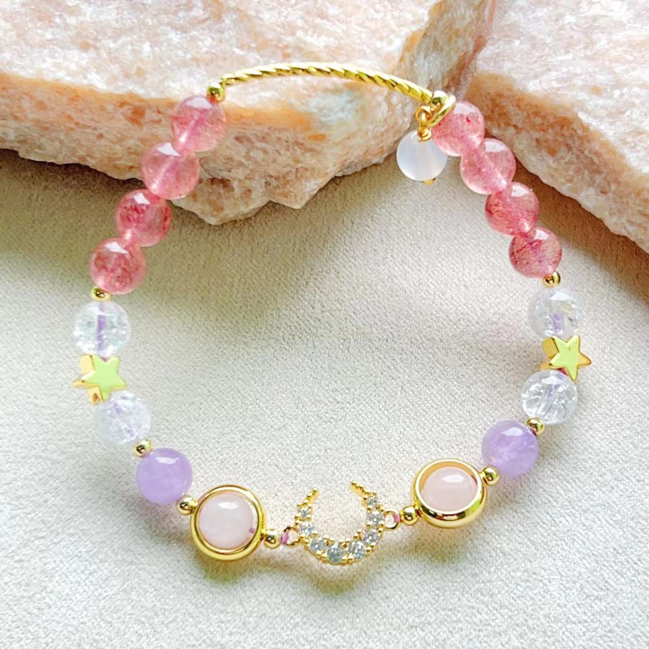 Mixed Crystals Moon &Star Energy Bracelet