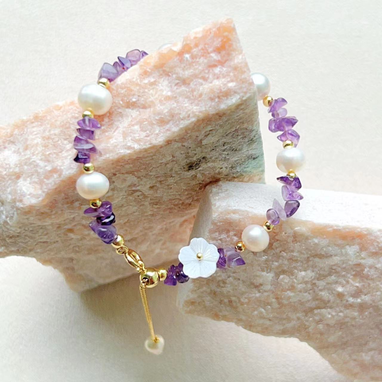 Amethyst & Freshwater Pearl Sakura Bracelet