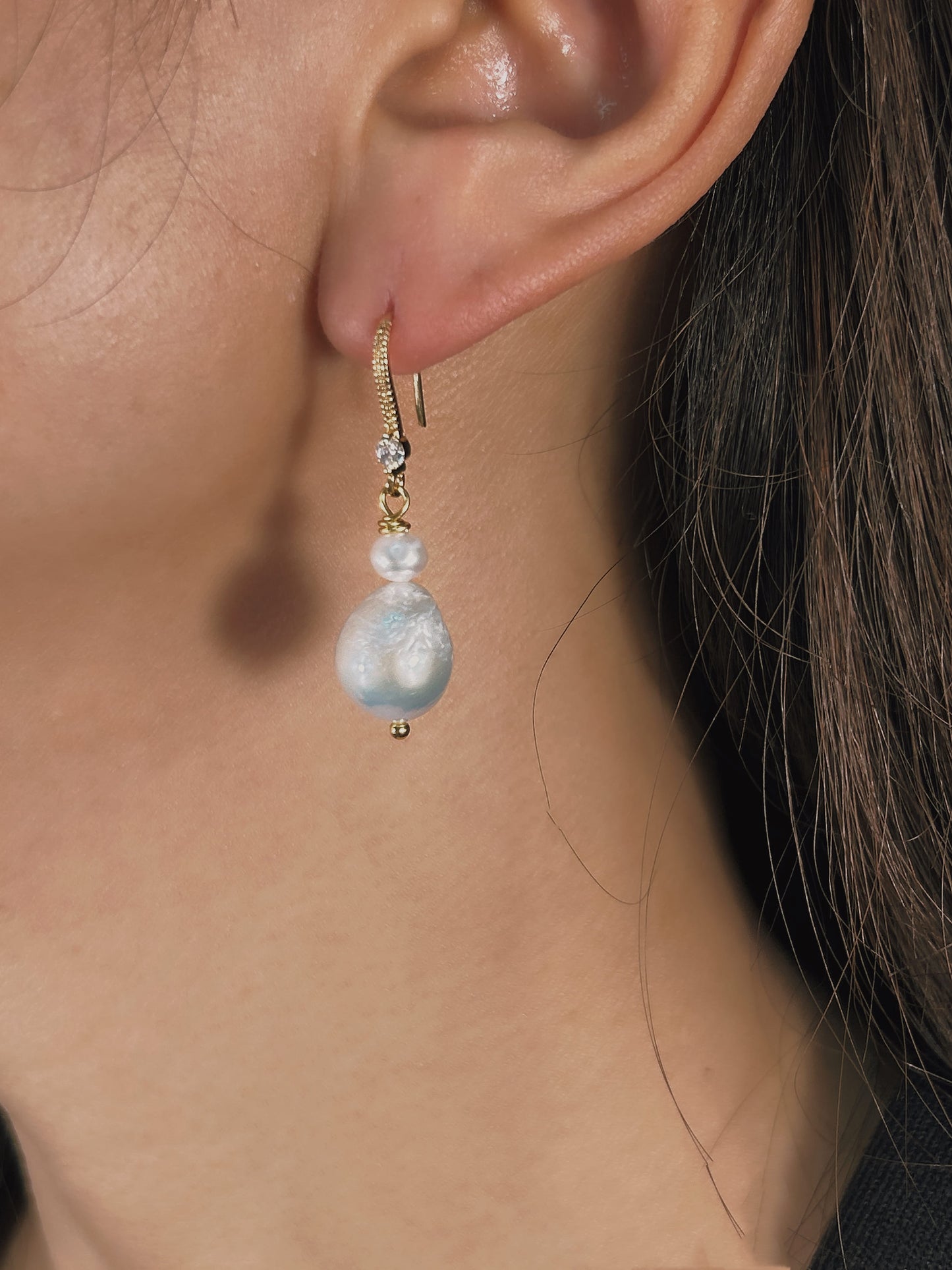 Genuine Freshwater Baroque Pearl Gourd Earrings