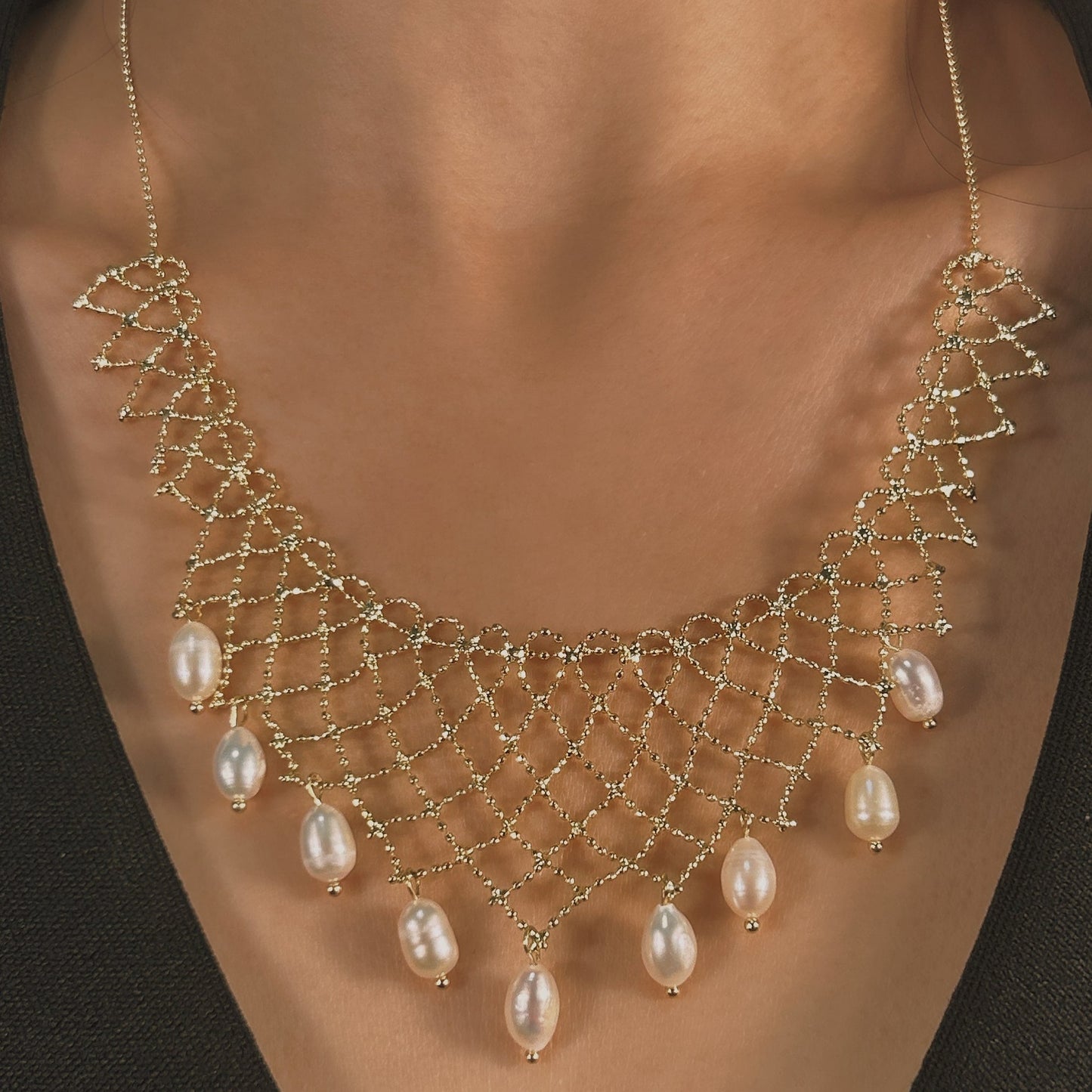 Genuine Freshwater Pearl Lace Necklace