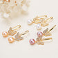 Brass Plated with 18K Gold Genuine Freshwater Pearl Golden Butterfly Earrings