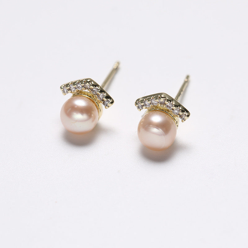 Genuine Freshwater Pearl Solid S925 Silver Smile Earrings