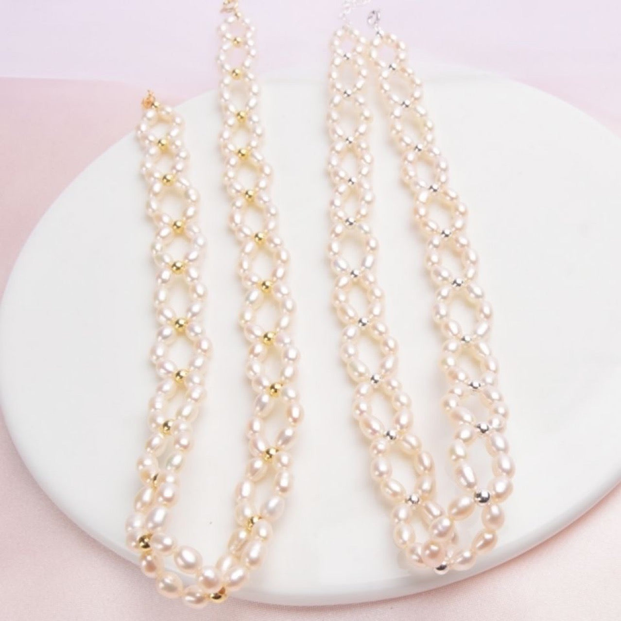 Electroplating 18K Gold Genuine Freshwater Pearl Pavla Set