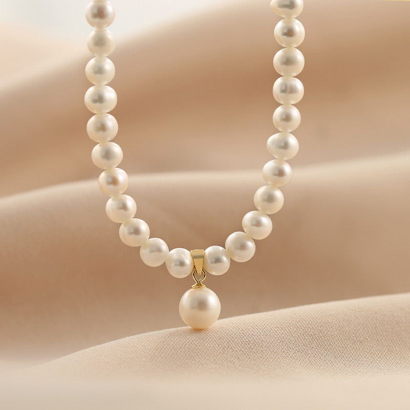 Genuine Freshwater Pearl Solid S925 Silver Sawa Necklace