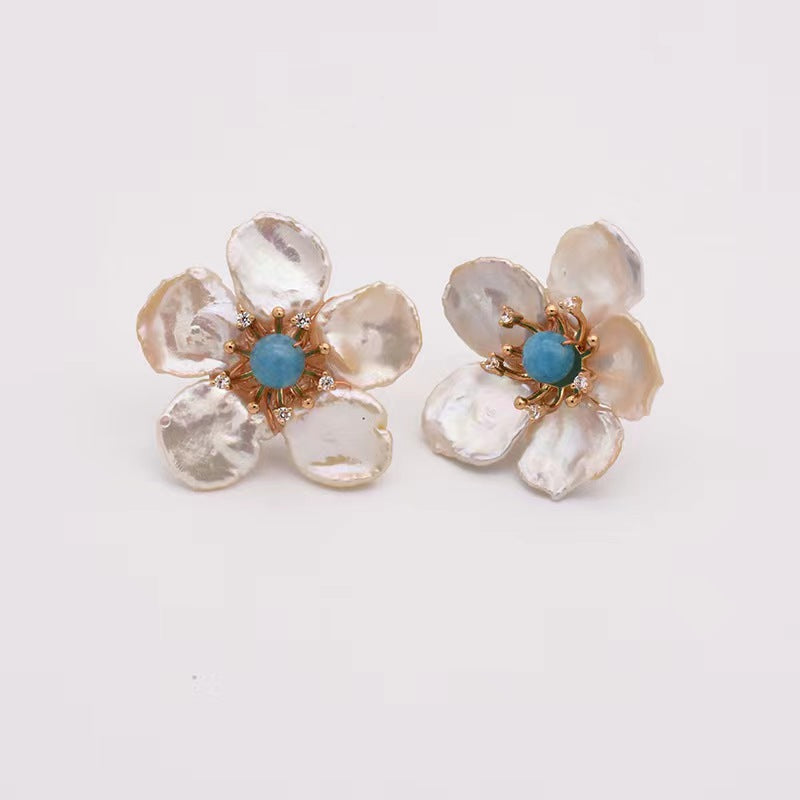 Genuine Freshwater Pearl Morning Flowers Earrings