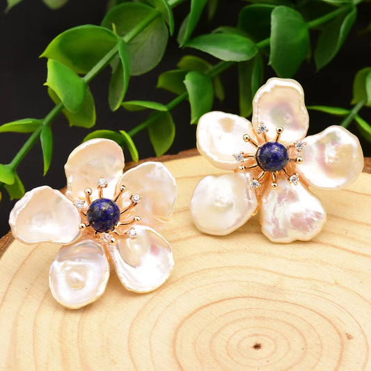 Genuine Freshwater Pearl Angel Flower Earrings