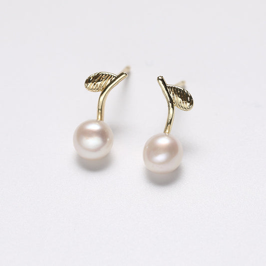 Genuine Freshwater Pearl Solid S925 Silver Sprouts Earrings