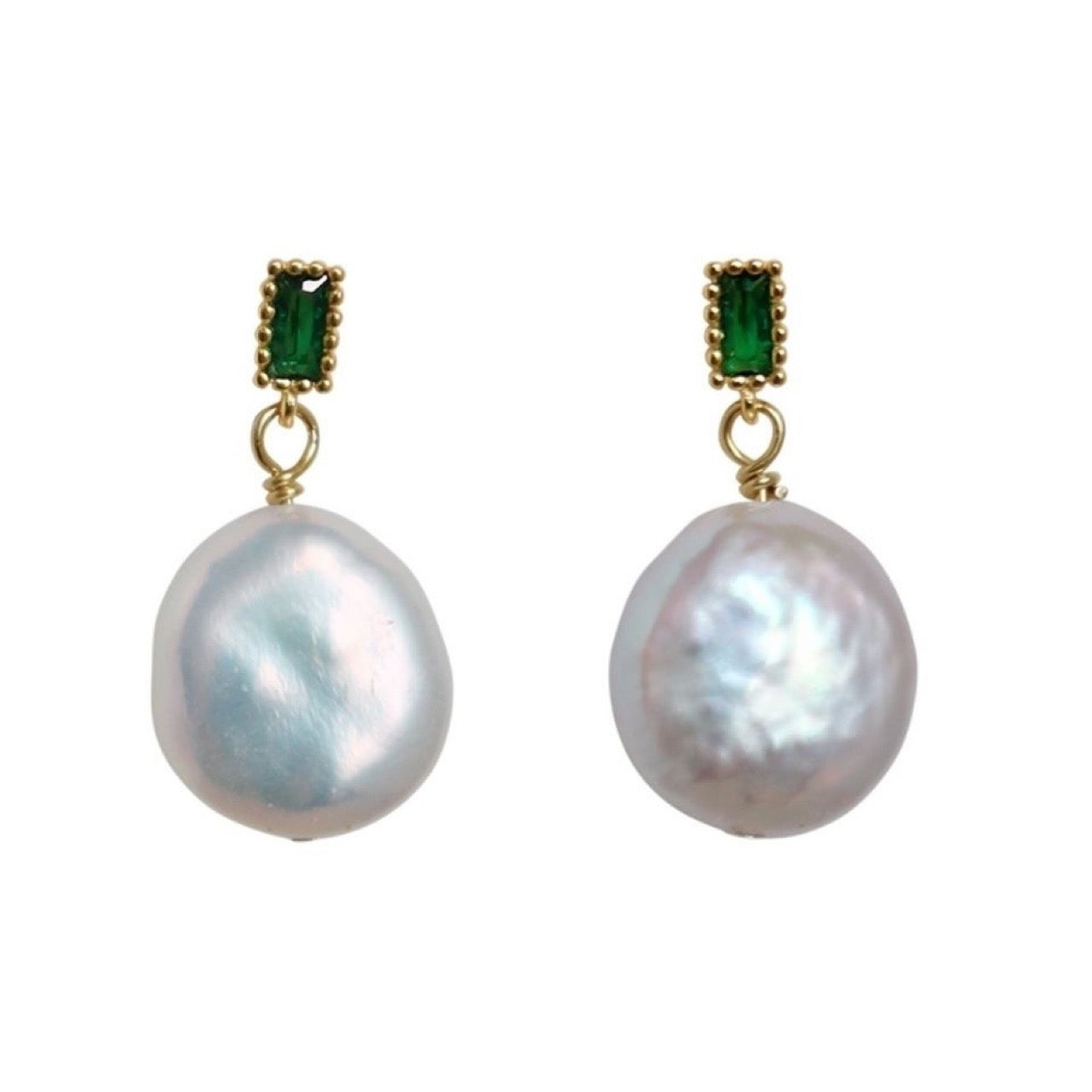 Electroplating 18K Gold Genuine Baroque Pearl Enid Earrings