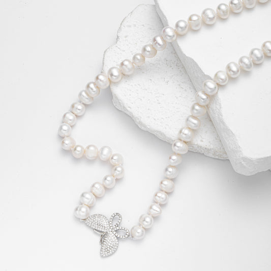 Genuine Freshwater Pearl Butterfly Necklace