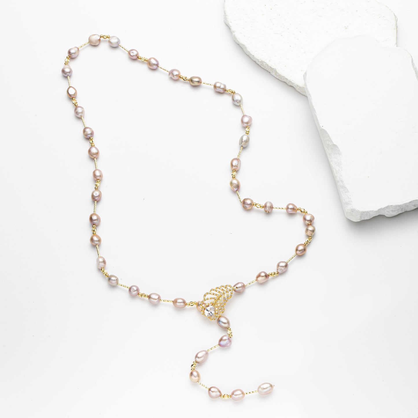 Genuine Freshwater Pearl Autumn Leaf Necklace