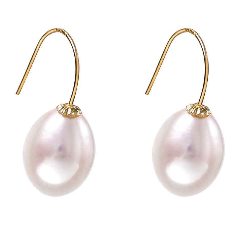 Solid 18K Gold Genuine Freshwater Pearl Floats Earrings