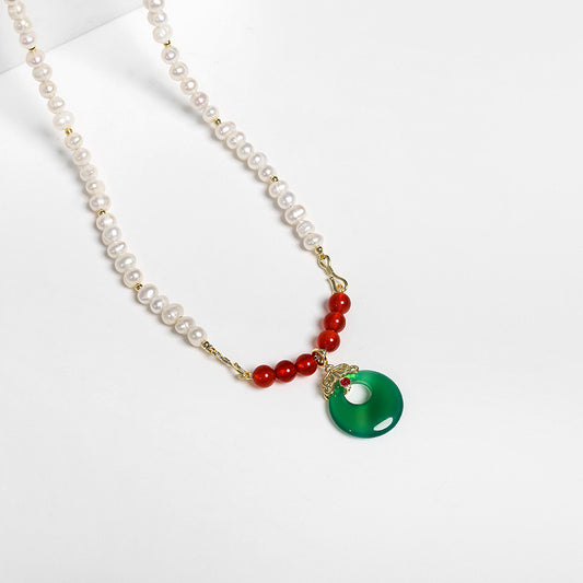 Genuine Freshwater Pearl Jade Necklace