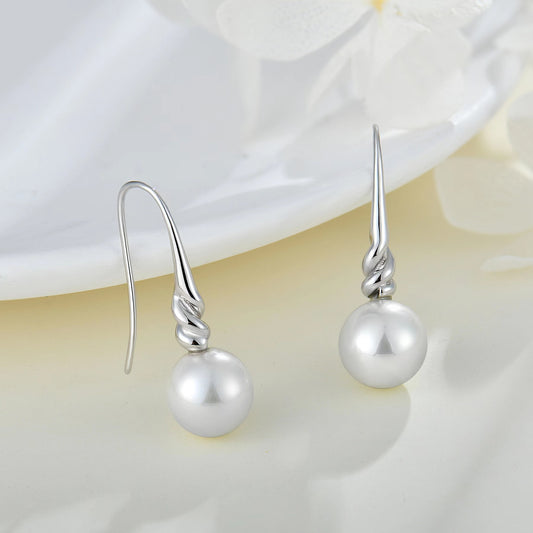 Genuine Freshwater Pearl Silver Twist Earrings