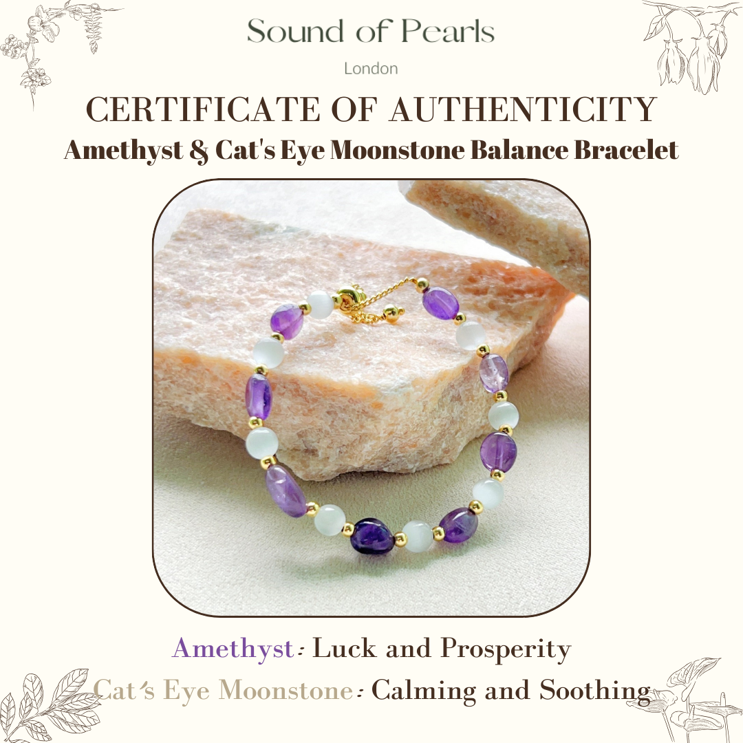 Amethyst & Cat's Eye Moonstone Balance Bracelet