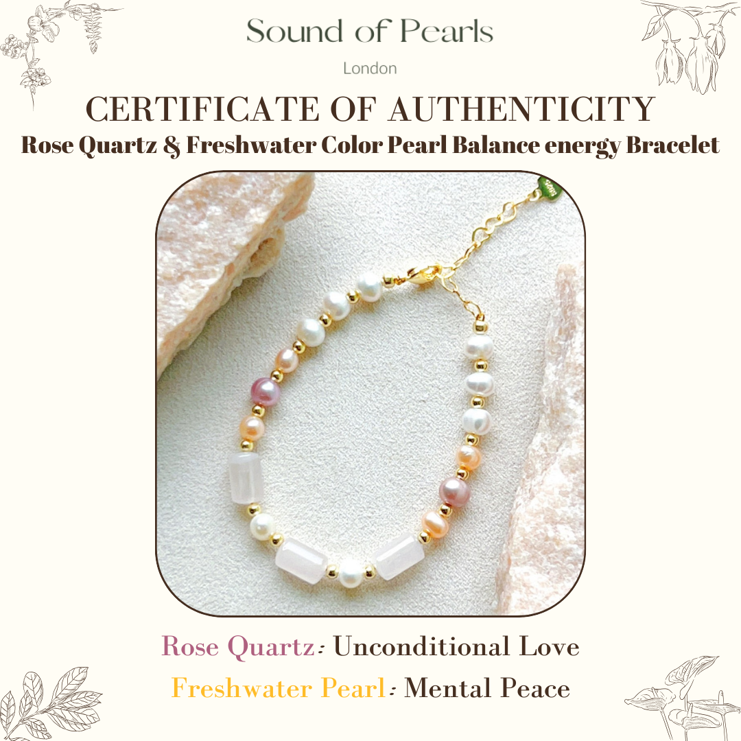 Rose Quartz & Freshwater Color Pearl Balance Energy Bracelet