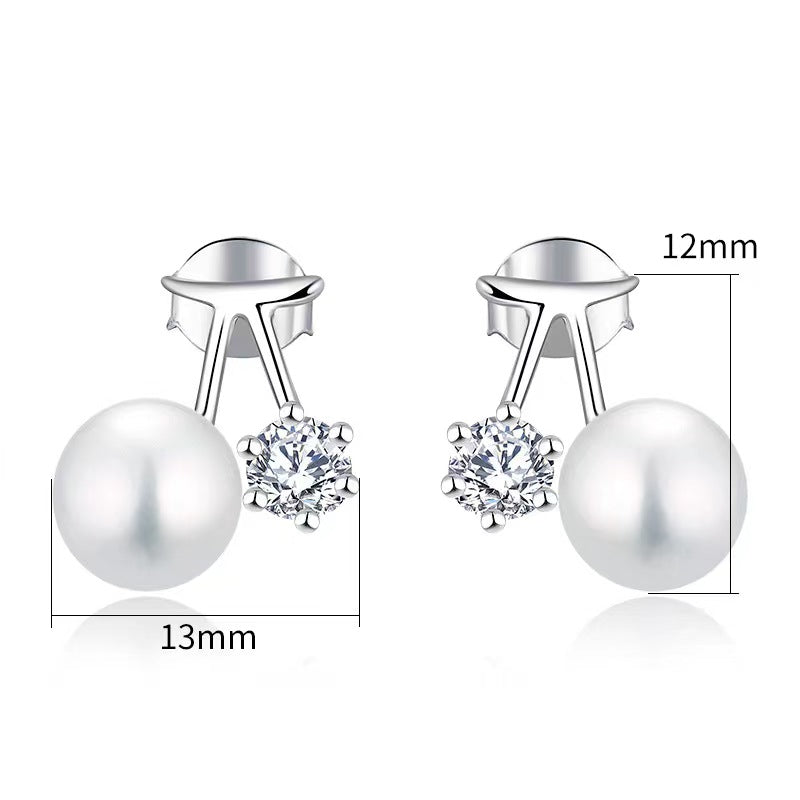 Genuine Freshwater Pearl Diamond Promise Earrings