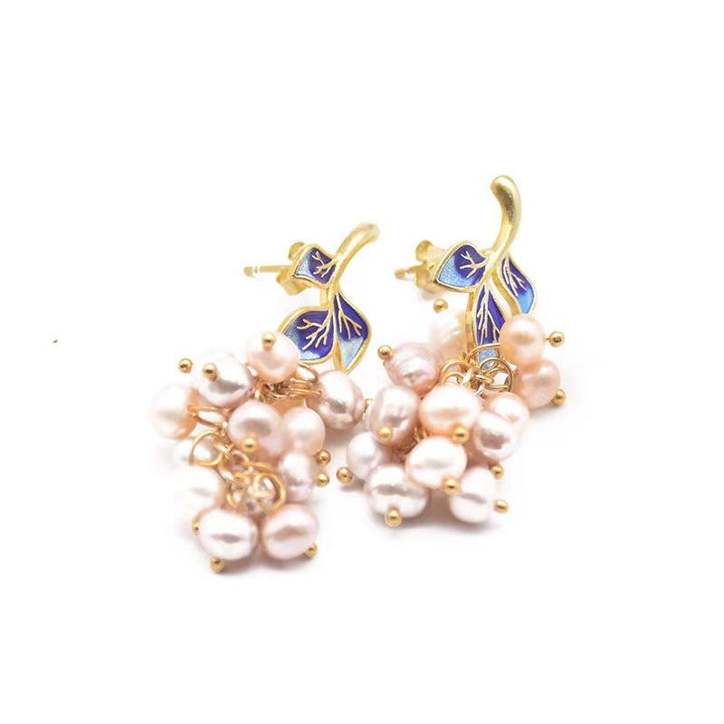 Genuine Freshwater Pearl Blue Fairy Earrings