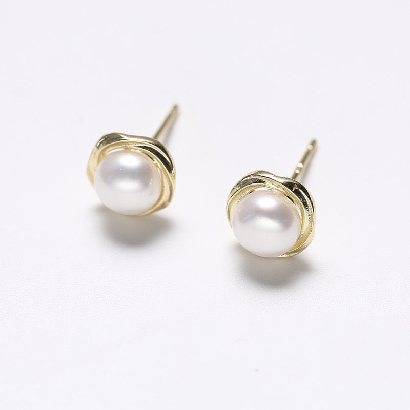 Genuine Freshwater Pearl Solid S925 Silver Grace Lily Earrings