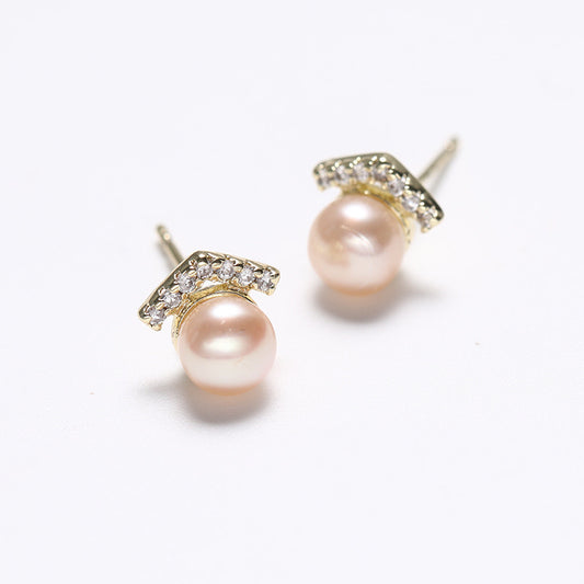 Genuine Freshwater Pearl Solid S925 Silver Smile Earrings