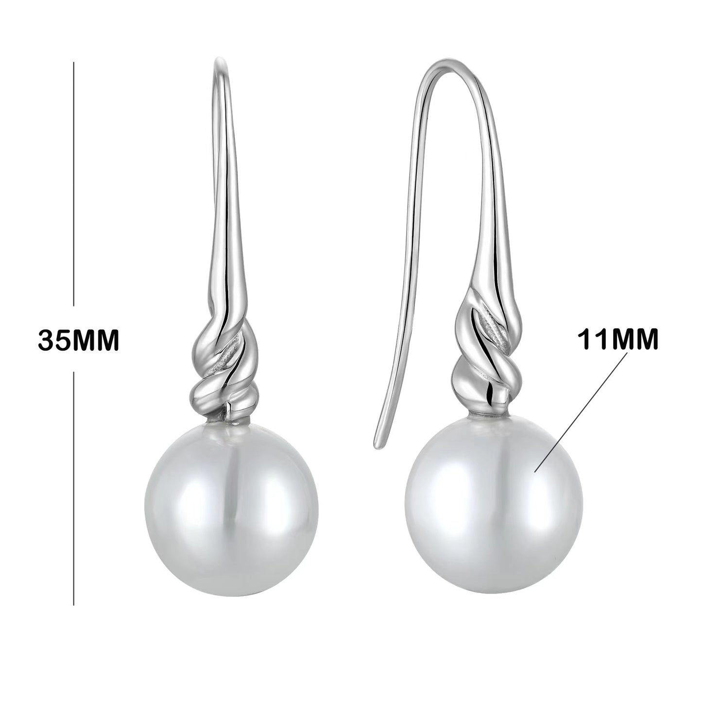 Genuine Freshwater Pearl Silver Twist Earrings