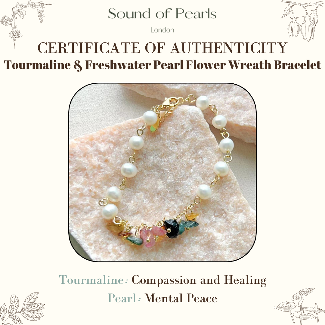 Tourmaline & Freshwater Pearl Flower Wreath Bracelet