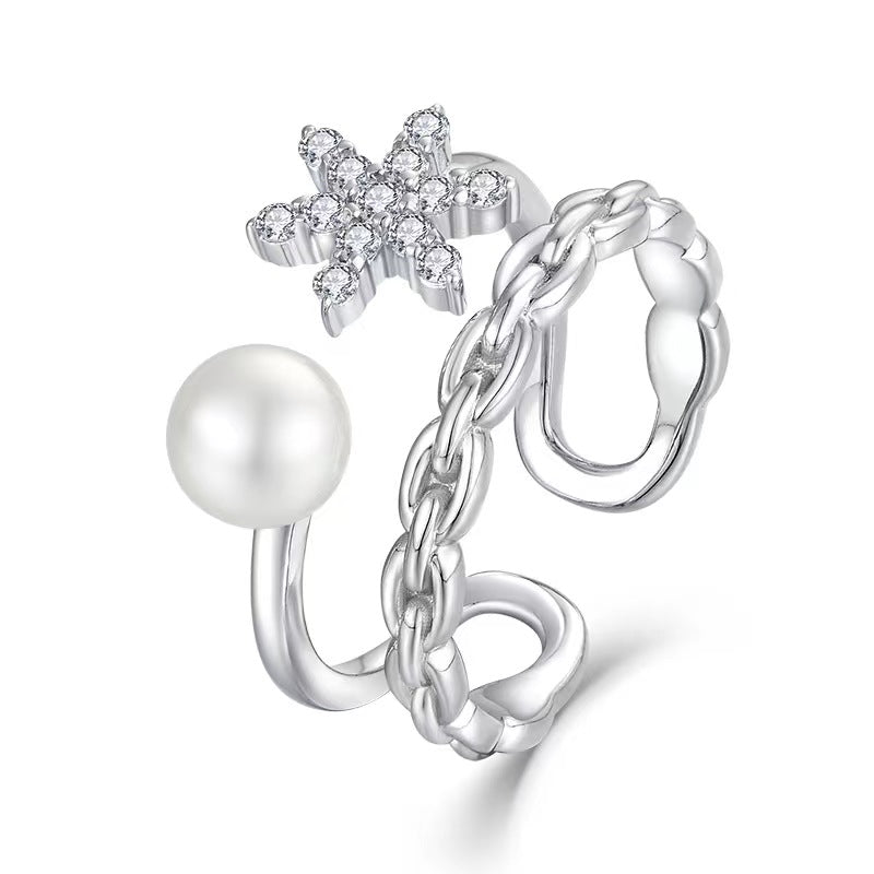 Genuine Freshwater Pearl Star Wish Ring