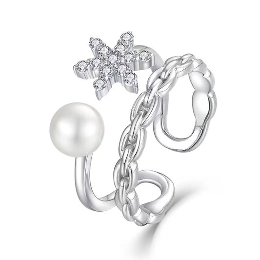 Genuine Freshwater Pearl Star Wish Ring