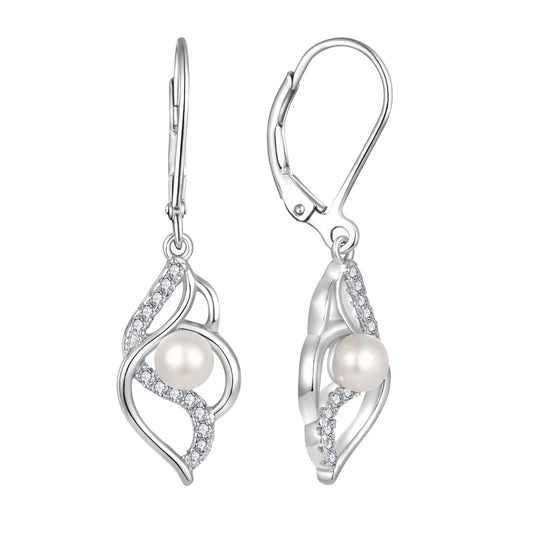 Genuine Freshwater Pearl Diamond Twist Earrings