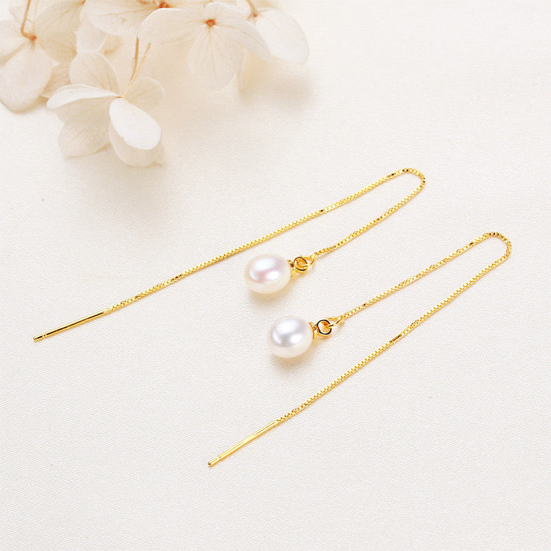 Brass Plated with 18K Gold Genuine Freshwater Pearl Judy Earrings