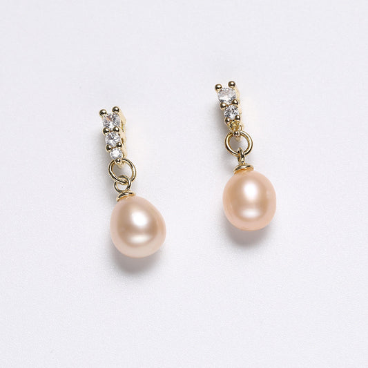 Genuine Freshwater Pearl Solid S925 Silver Delicacy Earrings