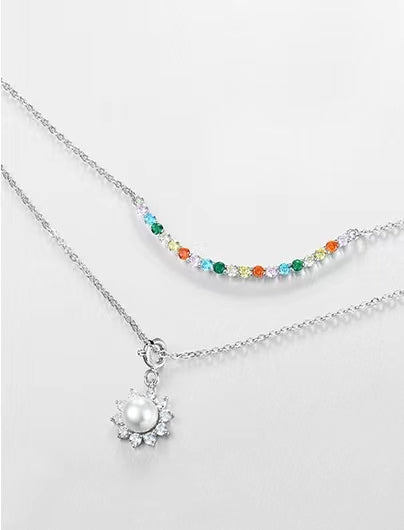 Genuine Freshwater Pearl Rainbow Bridge Necklace