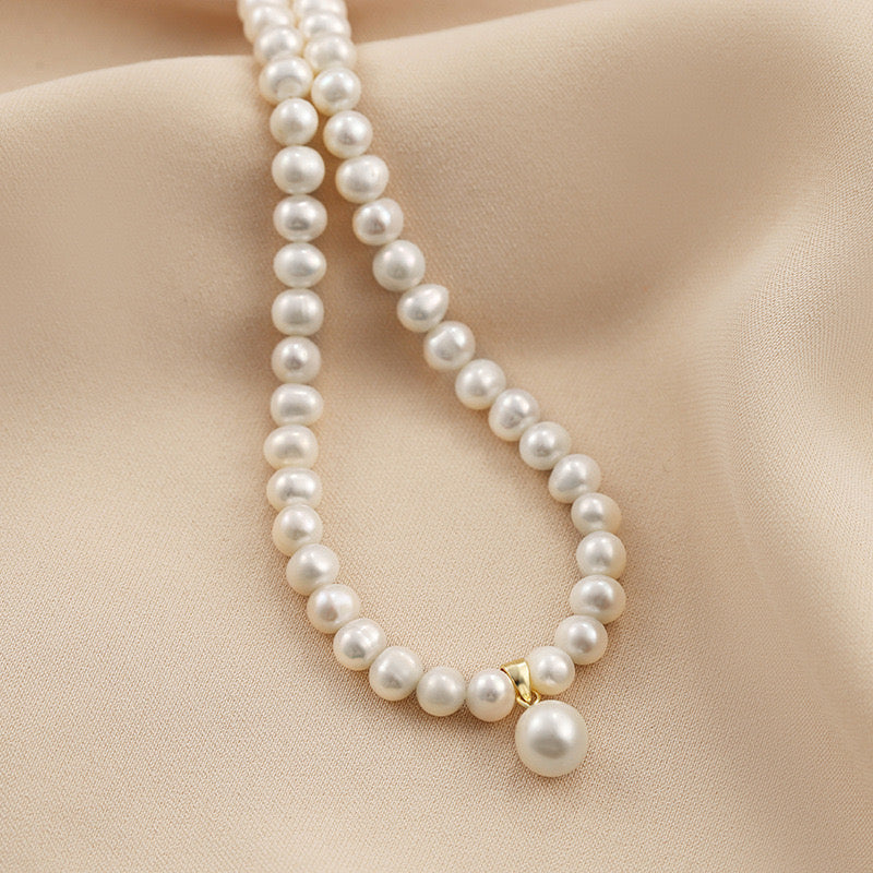 Genuine Freshwater Pearl Solid S925 Silver Sawa Necklace