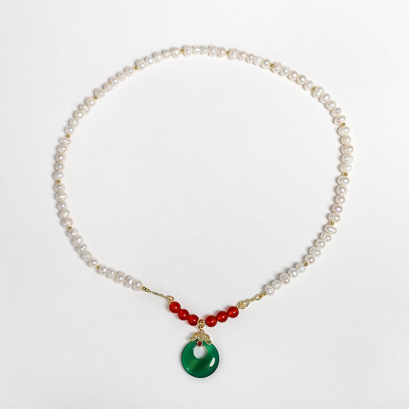 Genuine Freshwater Pearl Jade Necklace