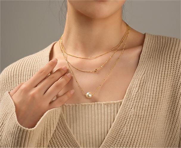 Genuine Freshwater Pearl Golden Layers Necklace