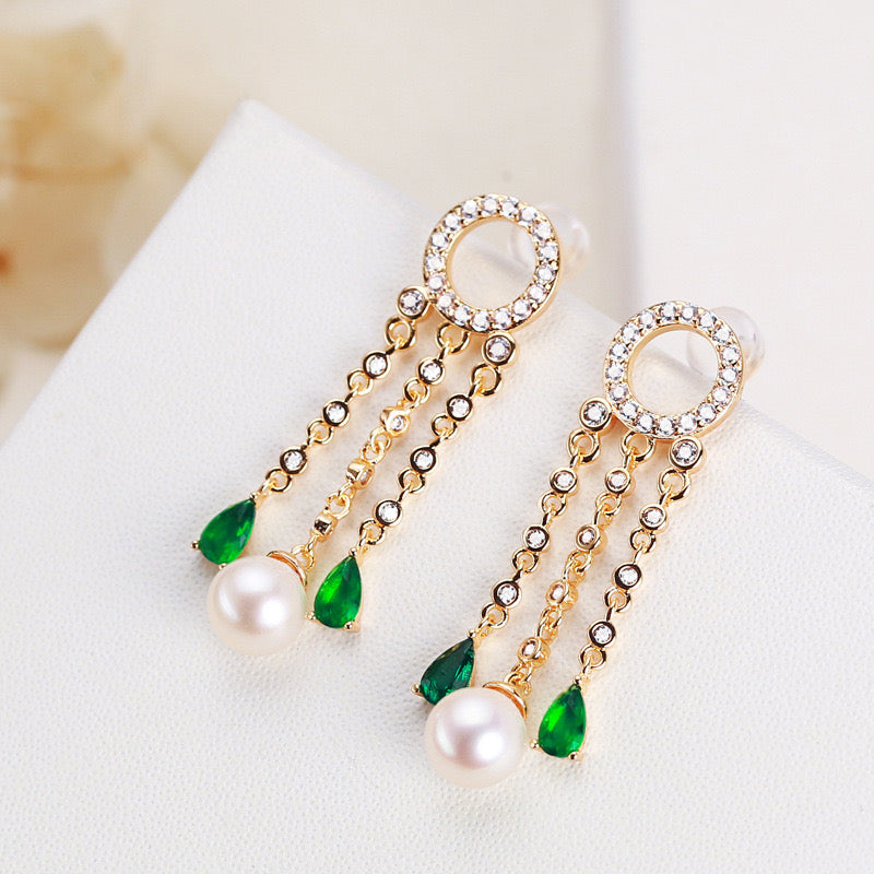 Brass Plated with 18K Gold Genuine Freshwater Pearl Odelette Earrings